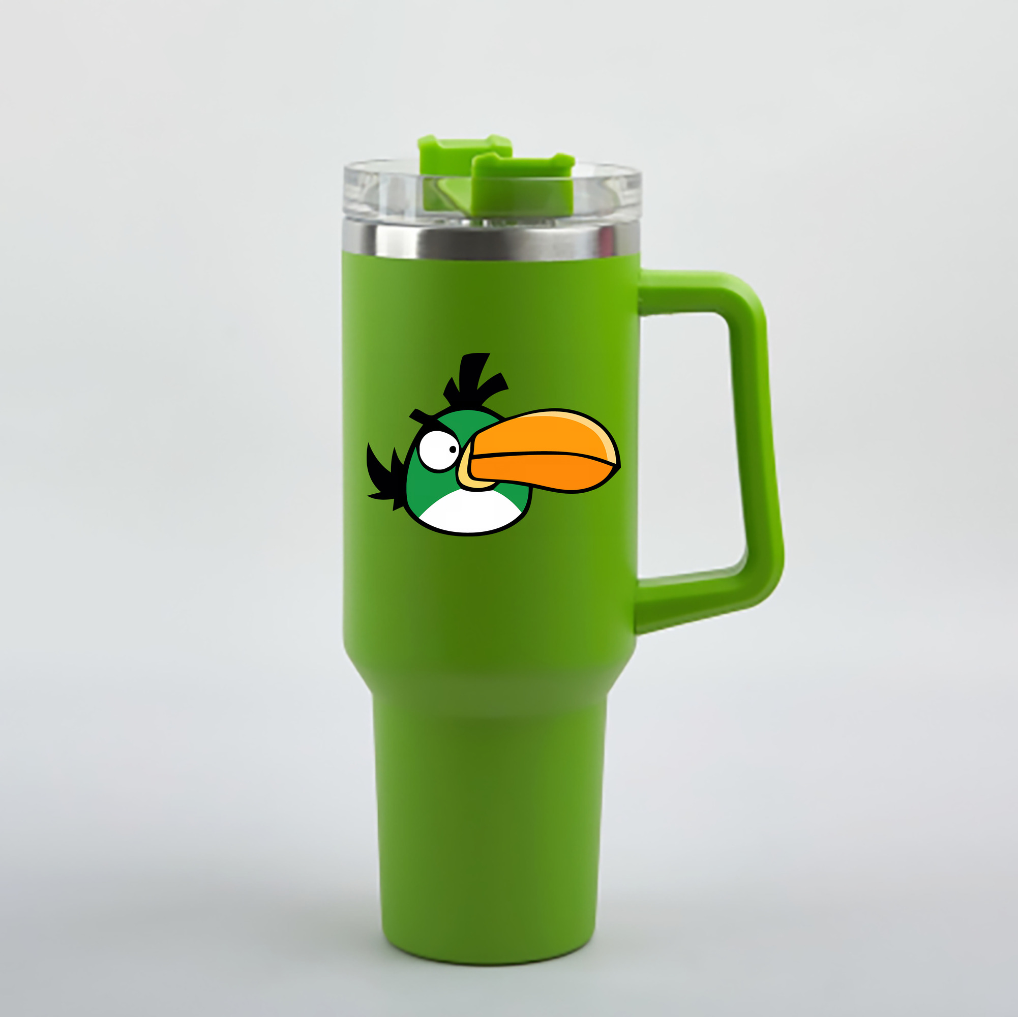 （画像用） Angry Birds アングリーバード 1200mL車用タンブラー - クリスタルステッカー（プラスチックストロー付き）